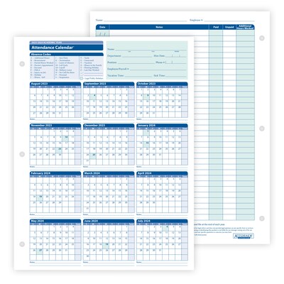 ComplyRight 2023-2024 Academic Attendance Calendar, 50/Pack (A43005015)
