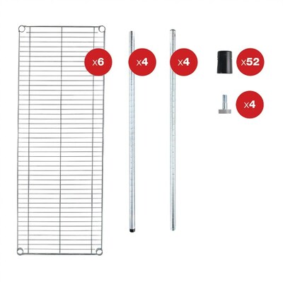Alera 6-Shelf Commercial Wire Shelving Kit, 72"H x 48"W x 18"D, Silver (ALESW664818SR)