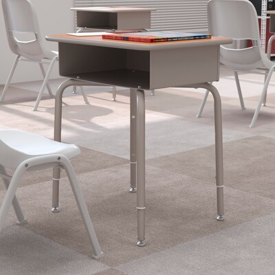 Flash Furniture Billie 24W Student Desk with Open Front Metal Book Box, Walnut/Silver (FDDESKGYWAL)