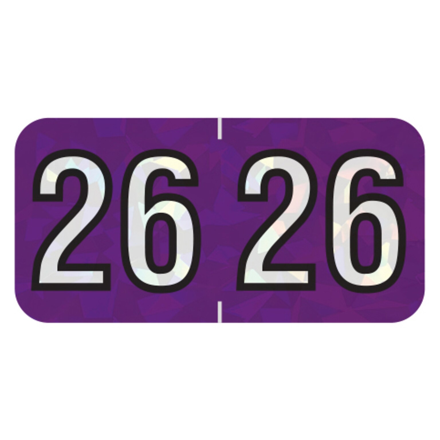 Medical Arts Press Holographic End-Tab Year Labels, 2026, Violet, 500/Roll