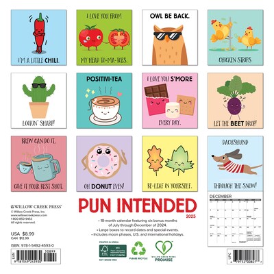 2025 Willow Creek Pun Intended 7" x 7" Monthly Wall Calendar  (45930)