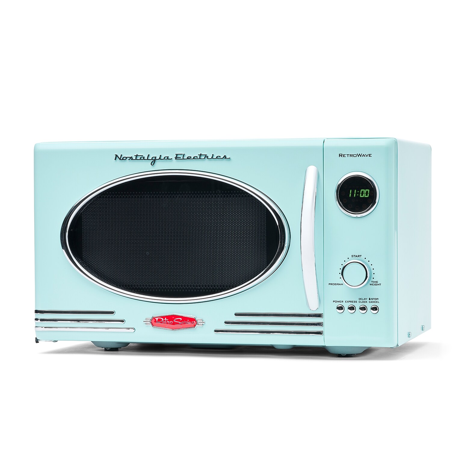 Nostalgia 0.9 Cu. Ft. Countertop Microwave, Aqua (NRMO9AQ)