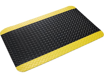 Crown Mats Industrial Deck Plate Anti-Fatigue Mat, 24 x 36, Black/Yellow (CD 0023YB)