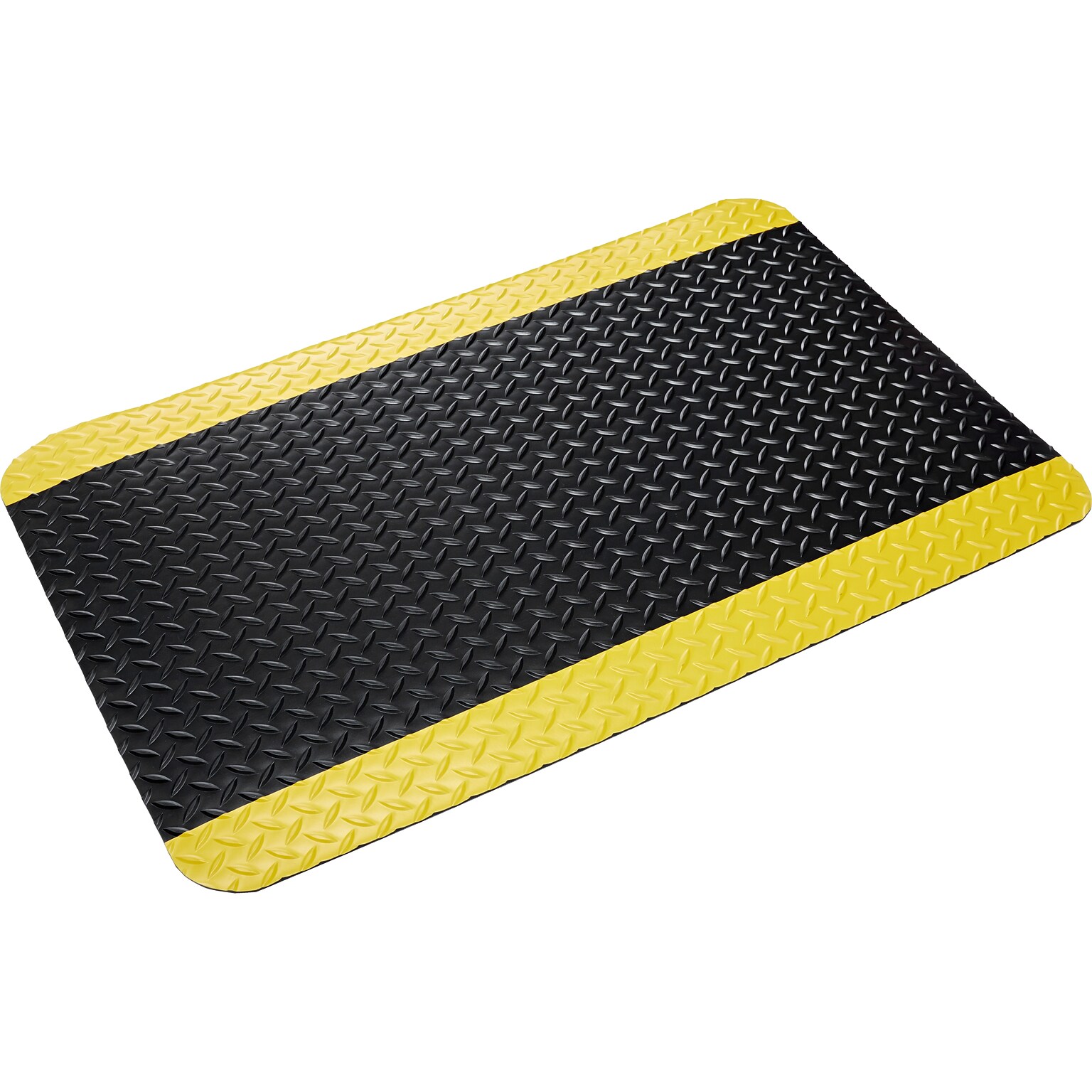 Crown Mats Industrial Deck Plate Anti-Fatigue Mat, 24 x 36, Black/Yellow (CD 0023YB)