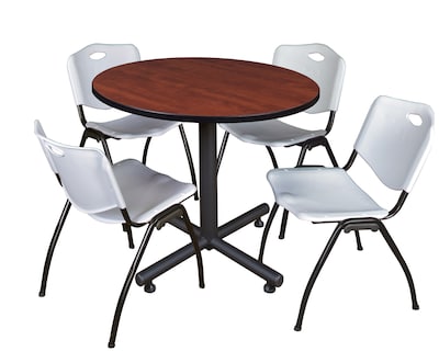 Regency 42-inch Round Laminate Table With 4 M Stacker Chairs, Gray (TKB42RNDCH47GY)