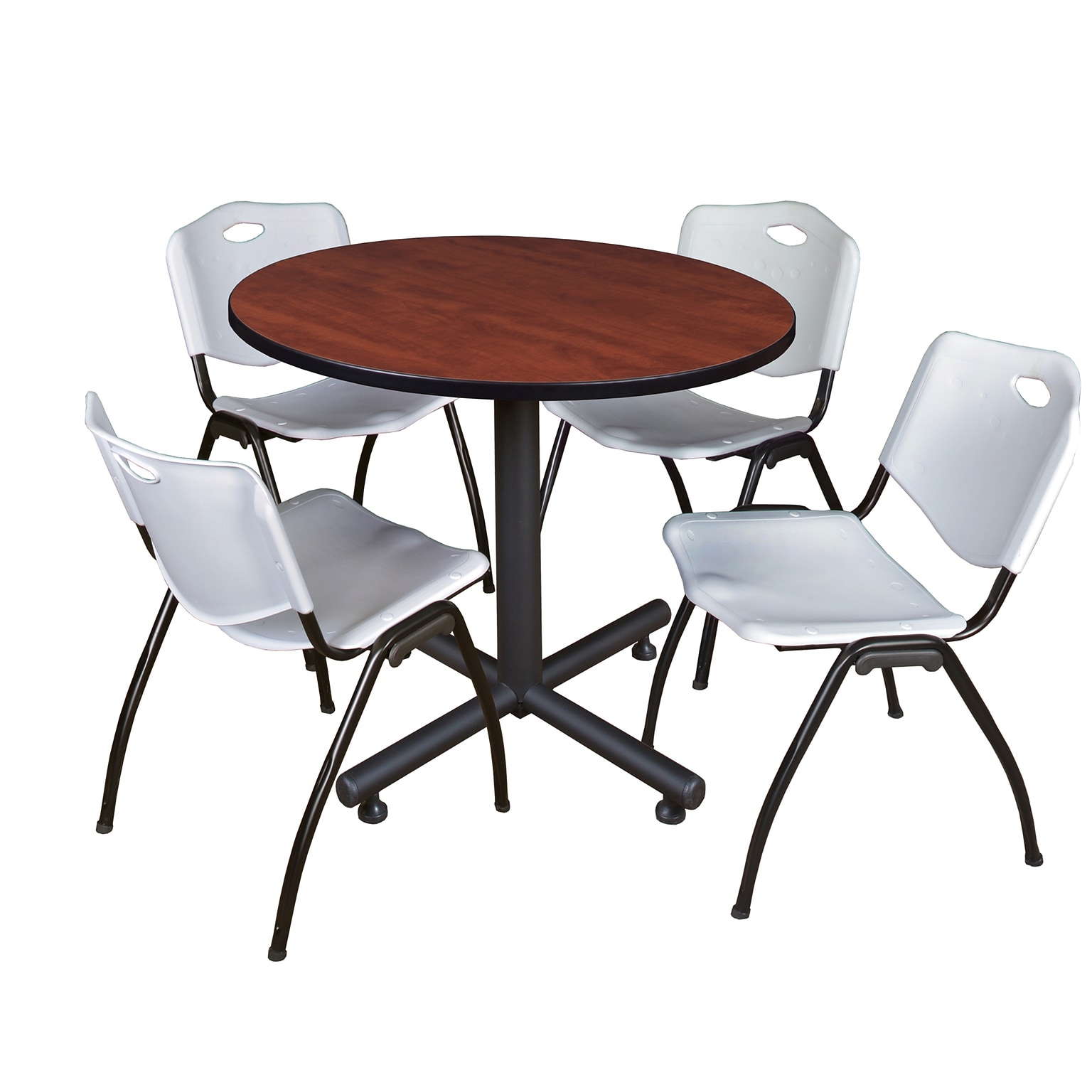 Regency 42 Round Laminate Table With 4 M Stacker Chairs, Gray (TKB42RNDCH47GY)