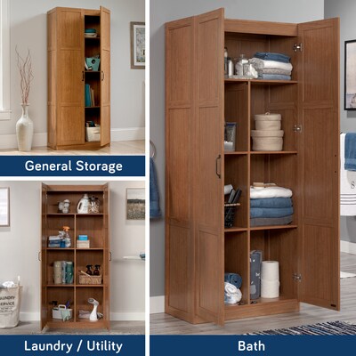 Sauder Select 71"H Storage Cabinet with 4 Shelves, Highland Oak (419188)