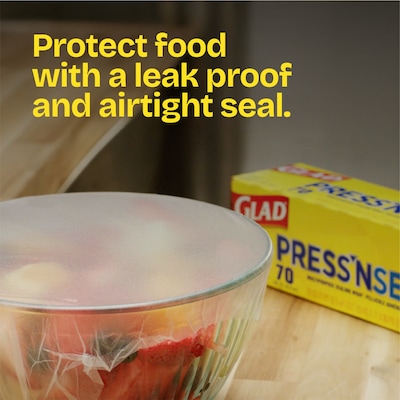Glad Press'N Seal Plastic Food Wrap, 70 Sq. Ft. Roll, 12/Carton (70441)