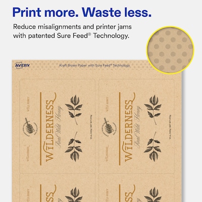 Avery Rectangle Laser/Inkjet Multipurpose Labels, Kraft Brown, 4 Labels/Sheet, 25 Sheets/Pack (19479311152)