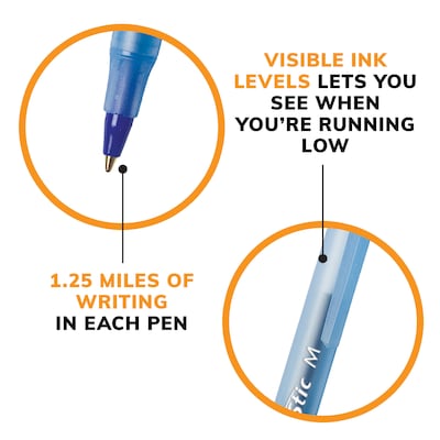 BIC Round Stic Xtra Life Ballpoint Pen, Medium Point, 1.0mm, Blue Ink, 60/Pack (GSM609BE)