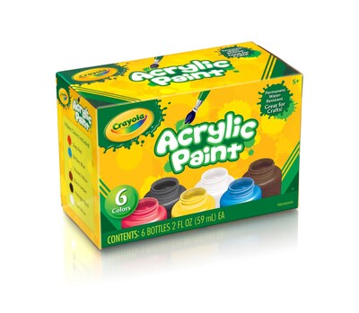 Crayola Acrylic Paint Set, Assorted Colors, 2 oz., 6/Box (20-1997)