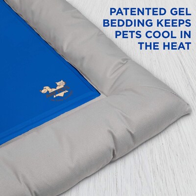 Arf Pets Solid Gel Based Pet Cooling Mat w/ Foam Based Bolster Bed, 26" x 40", Grey/Blue (APCLBL)