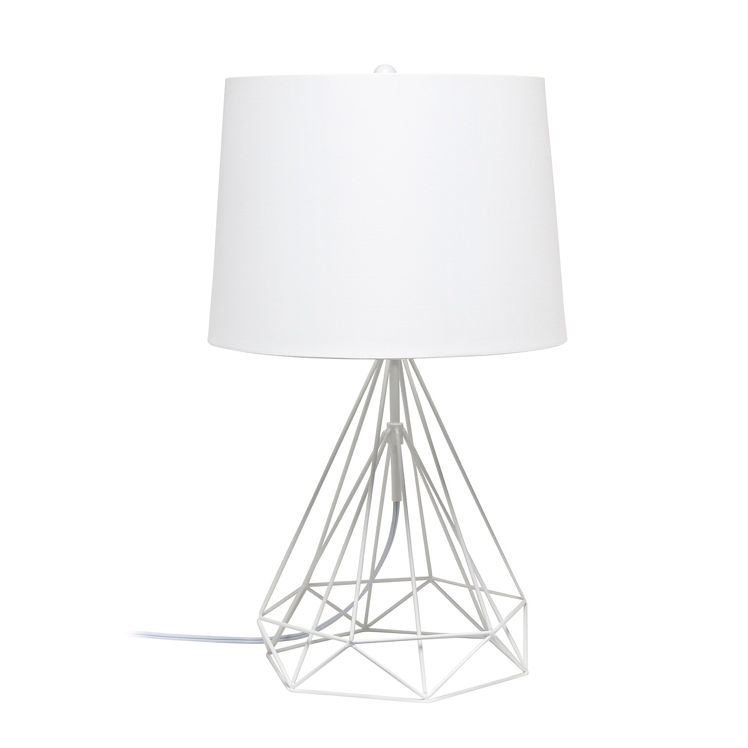 Lalia Home Geometric Wired Table Lamp, Fabric Shade, White Matte (LHT-5024-WH)