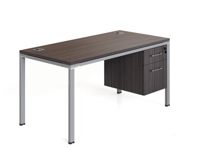 Boss Office Products Simple System 66 Office Desk with Pedestal, Driftwood (SGSD002-202)