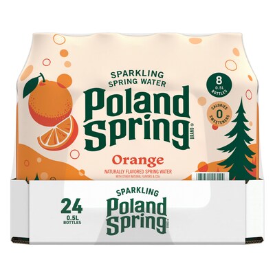 Poland Spring Orange Sparkling Purified Water, 16.9 oz., 24/Carton (12349571/122060)