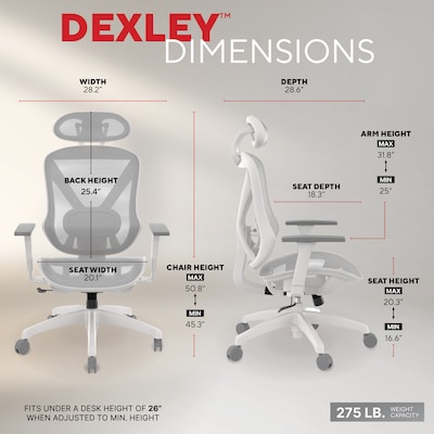 Staples Dexley Ergonomic Mesh Swivel Task Chair, Gray (UN61365)