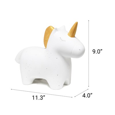 Creekwood Home 9.01" Whimsical Ceramic Glowing Unicorn Light, White (CWT-2042-WH)