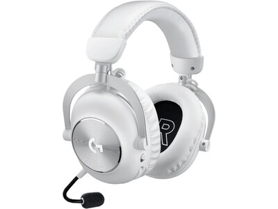 Logitech PRO X 2 LIGHTSPEED Wireless Bluetooth Stereo Gaming Over-the-Ear Headset, 3.5mm, White (981-001268)