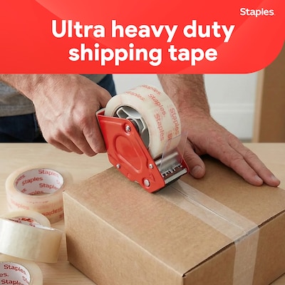 Staples Ultra Heavy Duty Shipping Packing Tape, 1.88 x 54.6 Yds, Clear, 6 Rolls/Pack (52196)