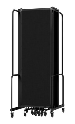 National Public Seating Robo Series 11-Panel Folding Mobile Room Divider, 72H x 256W, Black Fabric (RDB6-11PT10)