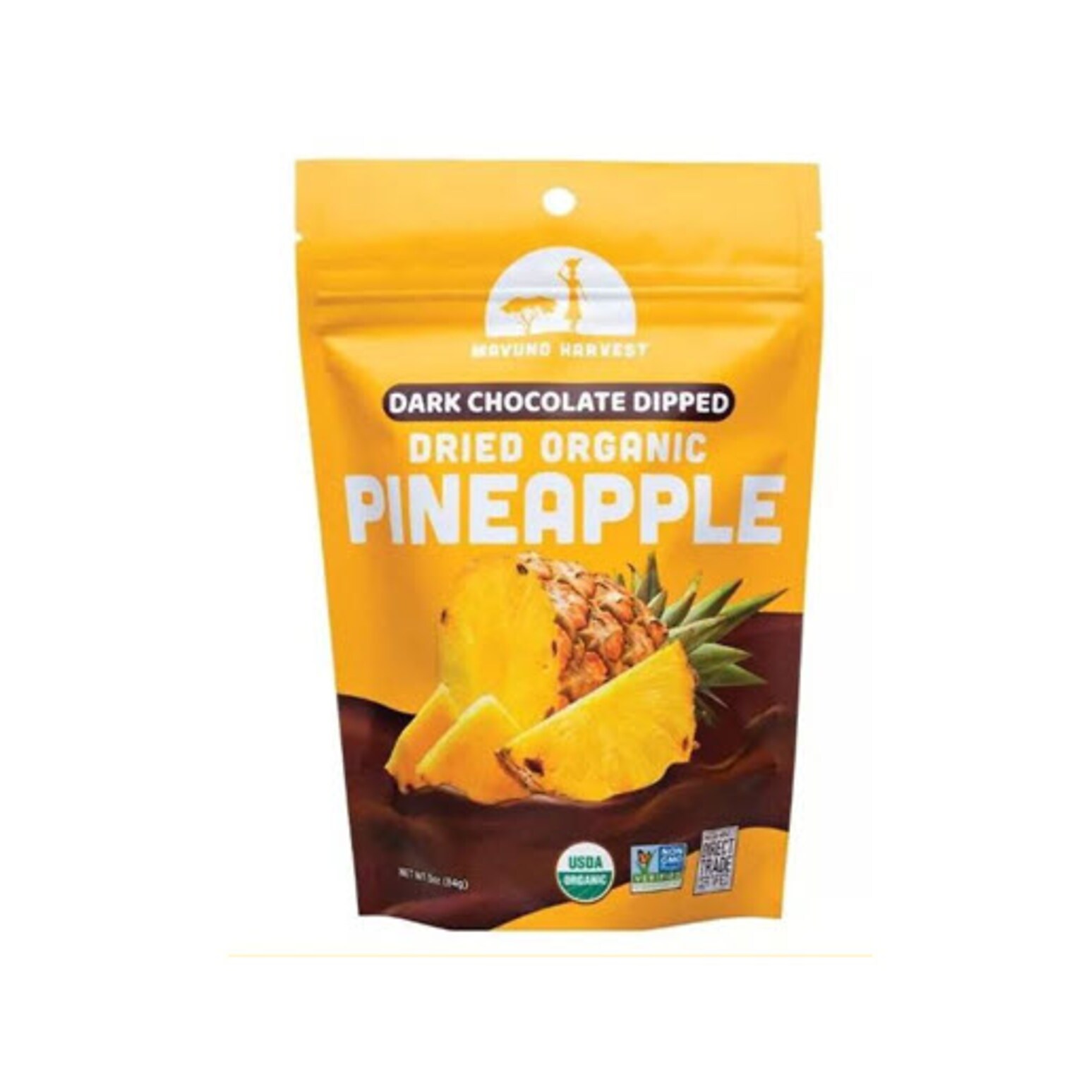 Mavuno Harvest Organic Dried Pineapple Dipped in Dark Chocolate Fruit Snacks, 3 oz., 6 Bags/Pack (MAHW-CPA26PK)