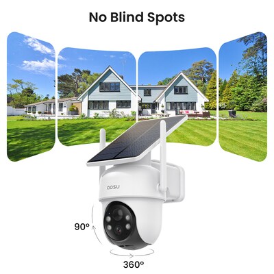 aosu 2K QHD 3.0-MP Outdoor Dual-Band Wireless AI-Smart Solar Security 2-Camera Kit w/HomeBase Recorder, White (C9C3CA11)