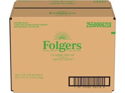 Folgers Classic Decaf Coffee Fraction Pack, Medium Roast, 5.4 oz., 30 Packs/Carton (2550006218)