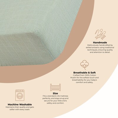 Crane Baby Kaleidescope Crib Fitted Sheet, Evergreen (BC-140CFS-5)