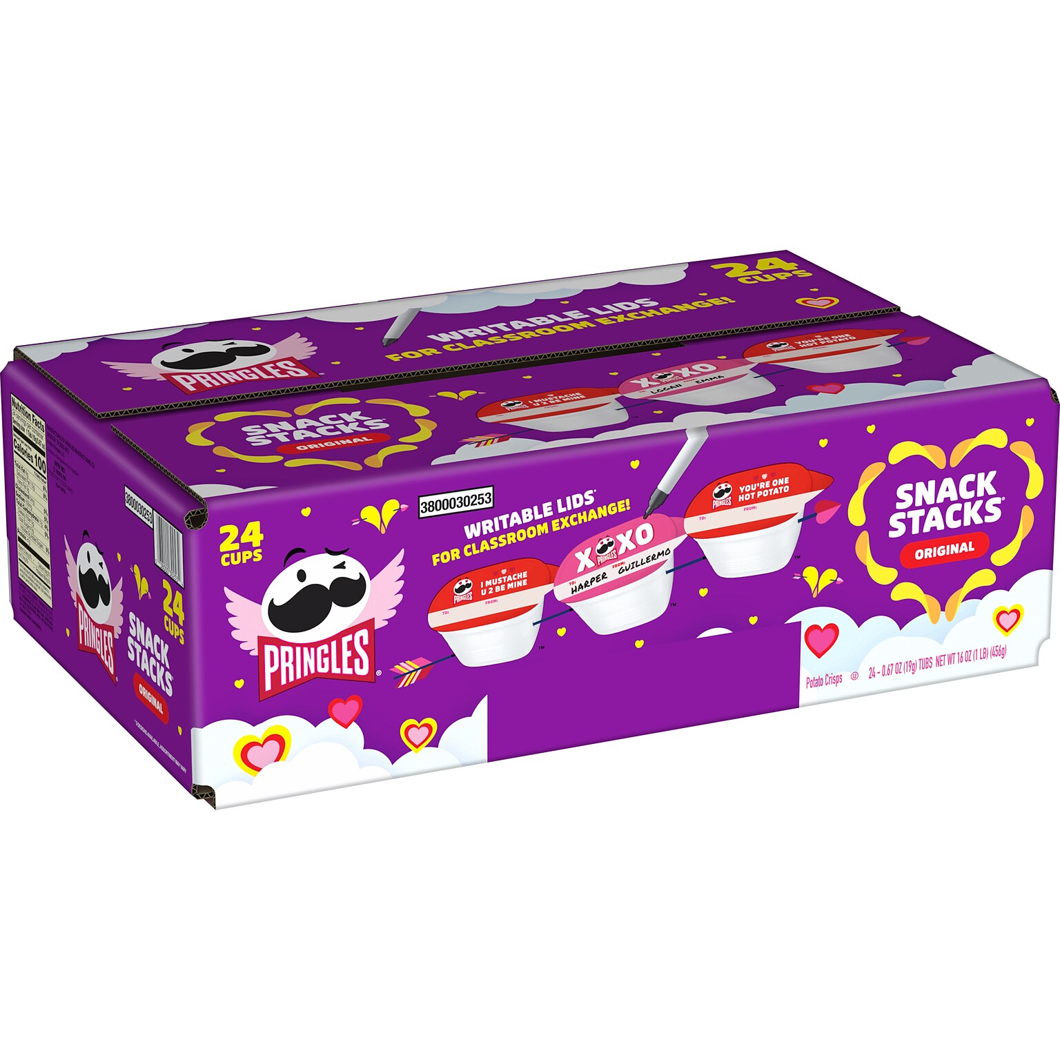 Pringles Valentines Snack Stacks Original Crisps, 16 oz., 24/Box (KEE30253)