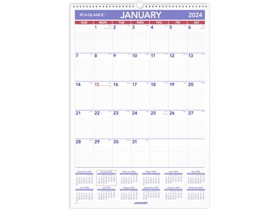 2024 AT-A-GLANCE  15.5" x 22.75" Monthly Wall Calendar (PM3-28-24)