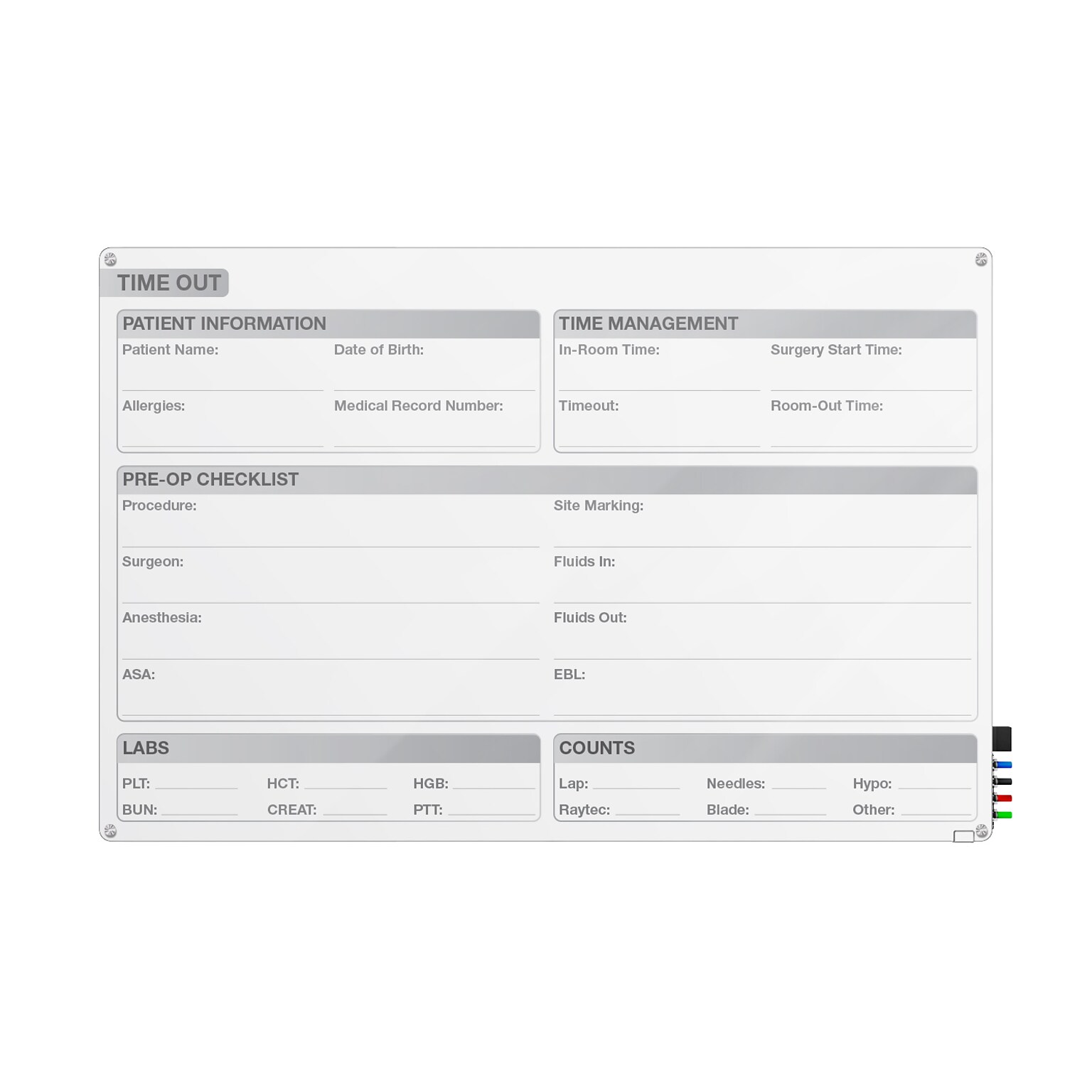 Ghent Harmony OR Time Out Glass Dry-Erase Whiteboard, 2H x 3W (GRPHMYRN12T-23)