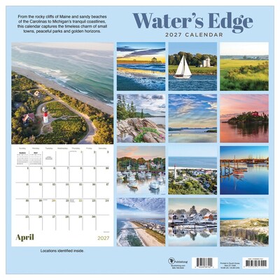2027 TF Publishing Water's Edge 12" x 12" Monthly Wall Calendar, Multicolored (27-1049)