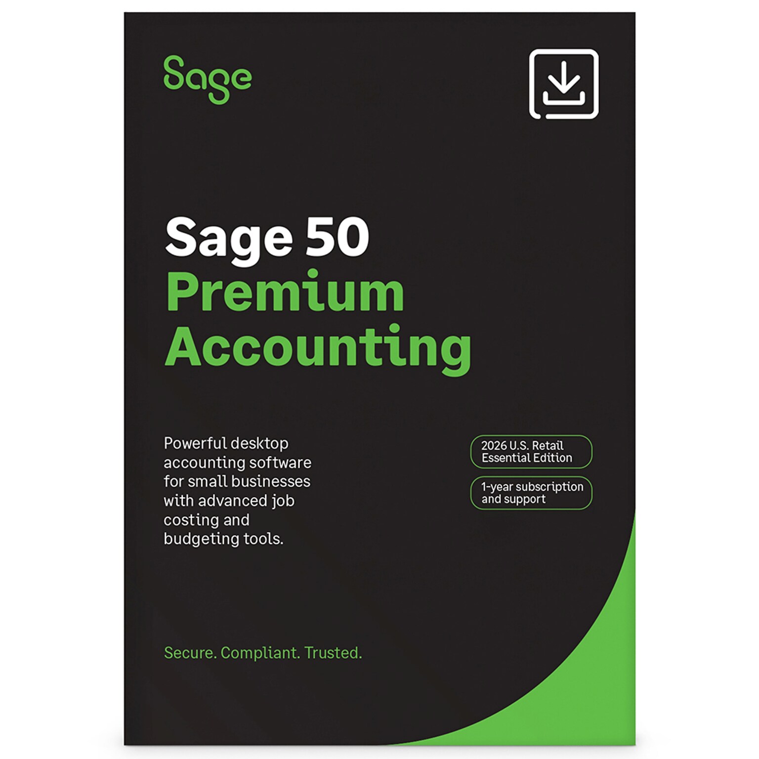 Sage 50 Premium Accounting 2026 U.S. Retail Essential Edition 1Y Subscription for 1U, Windows, Download (SAG303800V043)