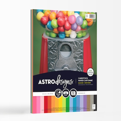 Astrodesigns Starter Kit 65 lb. Cardstock Paper, 8.5 x 11, 18-Color Assorted Colors, 72 Sheets/Pac