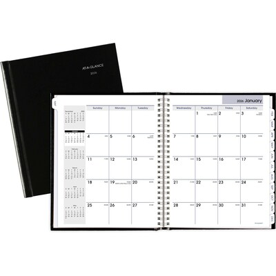 2026 AT-A-GLANCE DayMinder 7 x 8.5 Monthly Planner, Faux Leather Cover, Black (G400H-00-26)