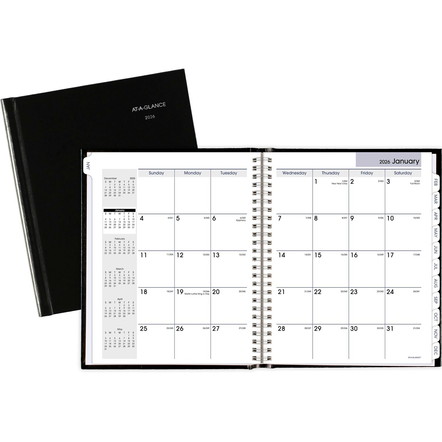 2026 AT-A-GLANCE DayMinder 7 x 8.5 Monthly Planner, Faux Leather Cover, Black (G400H-00-26)