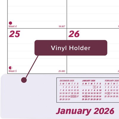 2026 Brownline Classic 22" x 17" Monthly Desk Pad Calendar, Burgundy/White (C1731V)