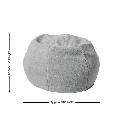 Flash Furniture Dillon Faux Sherpa Refillable Bean Bag Chair, Gray (DGBEANSMSHRPGY)