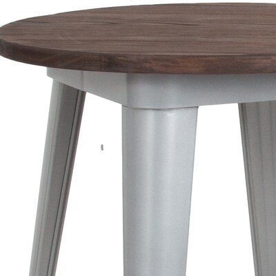 Flash Furniture Metal/Wood Restaurant Bar Table, 41.5"H, Silver (CH5108040M1SIL)