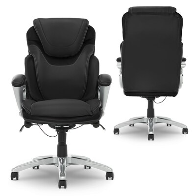 Serta Works Bryce Ergonomic Bonded Leather Swivel Executive Chair, Black (43807A)