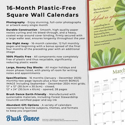 2025 Brush Dance A Fearless Woman 12" x 24" Monthly Square Wall Calendar, (9781975481247)
