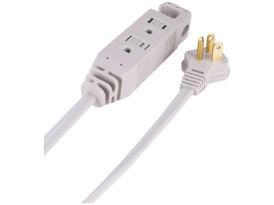 Staples 3-Outlet Indoor Extension Cord – 8 ft. Power Cable with Safety Covers, Gray