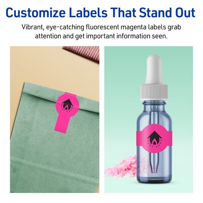 Avery Laser/Inkjet Cigar Multipurpose Labels, 1.5" x 3.5", Neon Magenta, 100/Pack (94122)