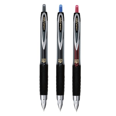 uniball 207 Retractable Gel Pens, Micro Point, Black Ink, 4/Pack (61270)