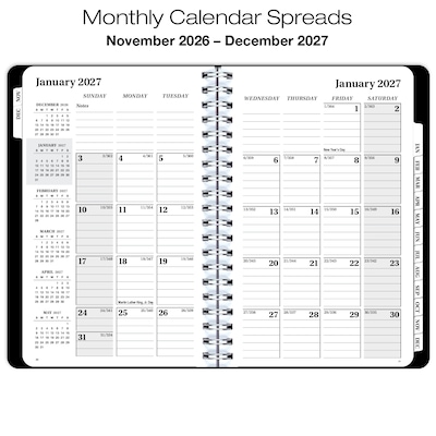 2027 Excello Brands 5.5" x 8" Weekly & Monthly Planner, Paperboard Cover, Black (ORY27-EXE58-BK)