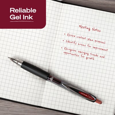 uniball 207 Retractable Gel Pens, Medium Point, 0.7mm, Red Ink, Dozen (33952)