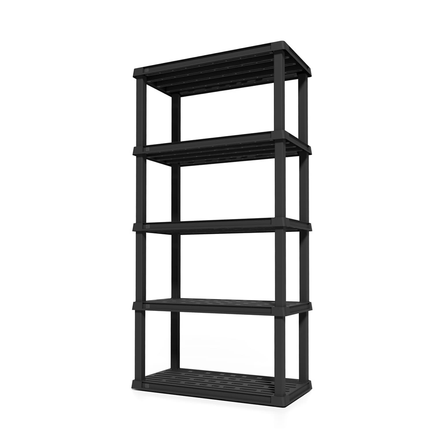 Iris 5-Shelf Plastic Shelving Unit, 73.4 x 35.9 x 17.9, Black (140103)