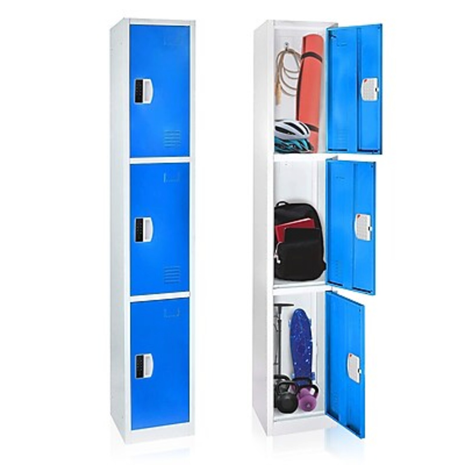 AdirOffice 72H 3-Tier Blue Storage Locker (ADI629-203-BLU-DL)