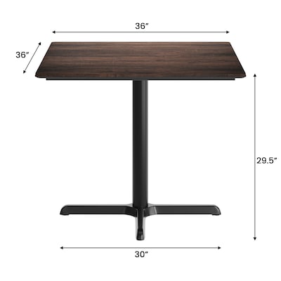 Flash Furniture Acadia Square Wooden Dining Table with X-Base, 36"D x 36"W, Dark Brown/Black Base (STSQ36WBRT3030)