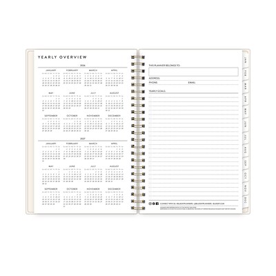 2026 Blue Sky Bespoke Letterpress Cream Hearts 5" x 8" Calendar Year Weekly & Monthly Planner, Plastic Cover (156228)